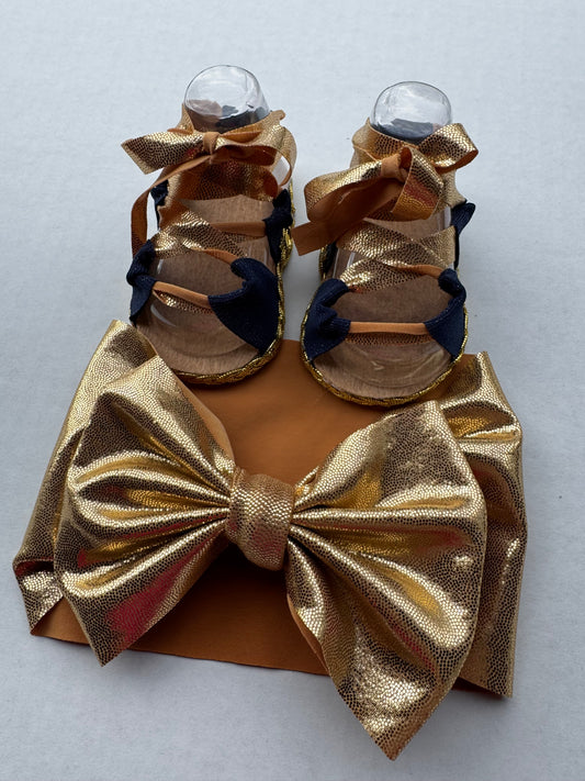 Set Sandalias navy y oro